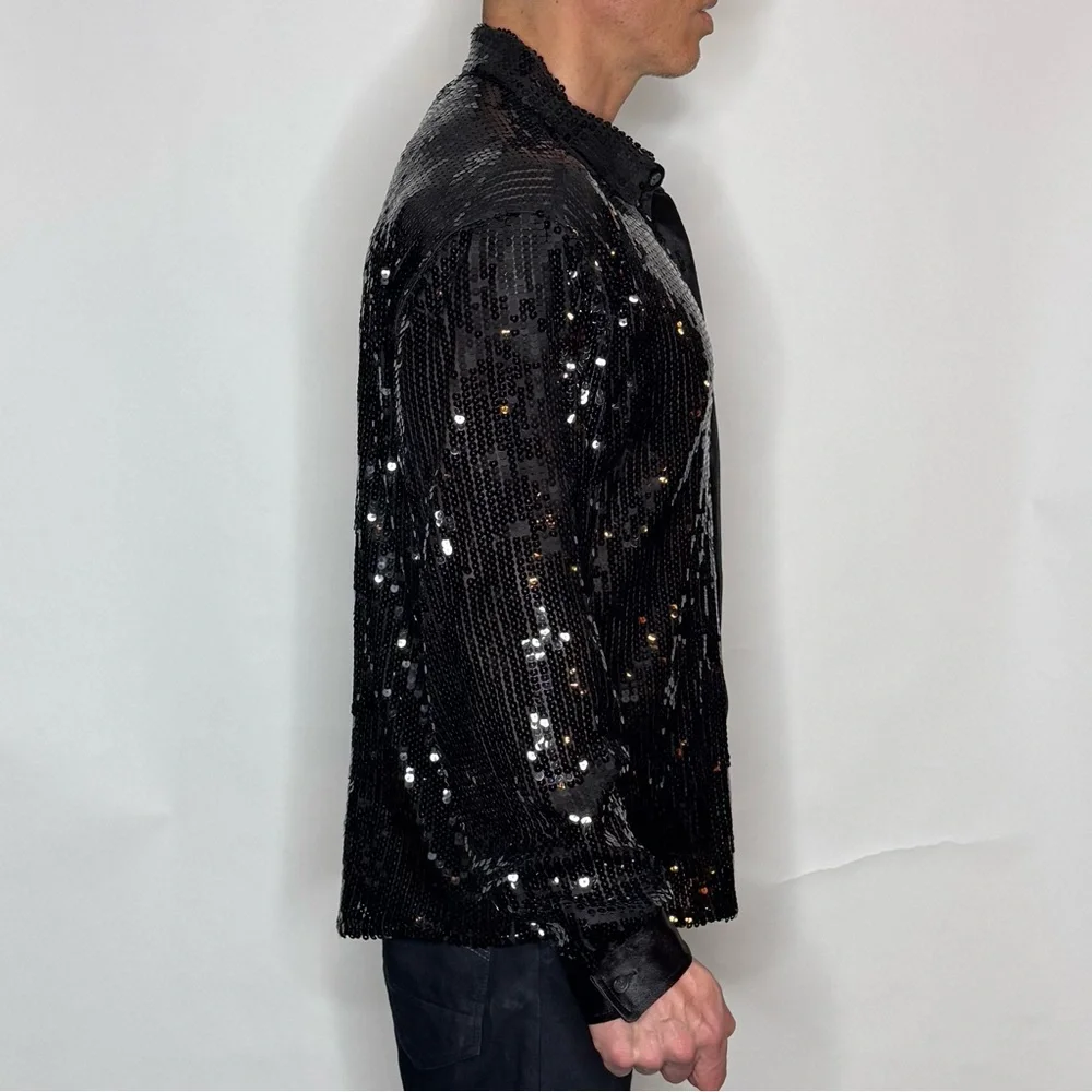 Forever 21 Elegant Black Sequin Men's Shirt - Picture 6 of 8